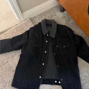 Levi's Black Denim Jacket with Sherpa Lining